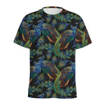 Embroidery Peacock Pattern Print Men's Sports T-Shirt