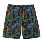 Embroidery Peacock Pattern Print Men's Swim Trunks