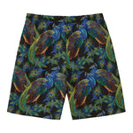 Embroidery Peacock Pattern Print Men's Swim Trunks