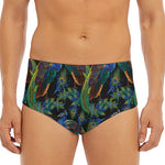 Embroidery Peacock Pattern Print Men's Triangle Swim Briefs