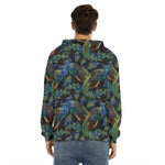 Embroidery Peacock Pattern Print Men's Velvet Pullover Hoodie