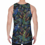 Embroidery Peacock Pattern Print Men's Velvet Tank Top