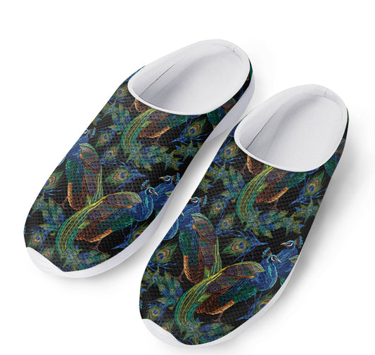 Embroidery Peacock Pattern Print Mesh Casual Shoes