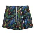 Embroidery Peacock Pattern Print Mesh Shorts