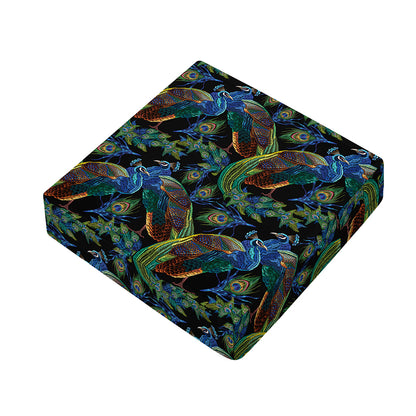 Embroidery Peacock Pattern Print Outdoor Seat Cushion Cover