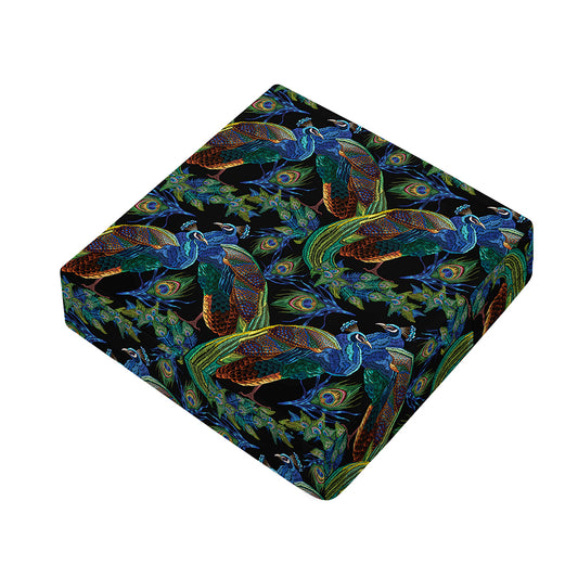 Embroidery Peacock Pattern Print Outdoor Seat Cushion Cover