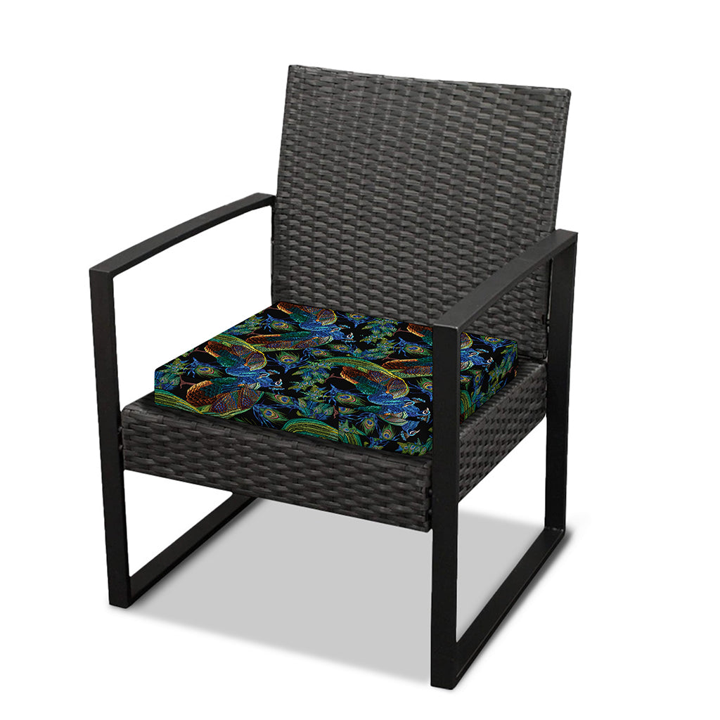 Embroidery Peacock Pattern Print Outdoor Seat Cushion Cover