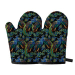 Embroidery Peacock Pattern Print Oven Mitts