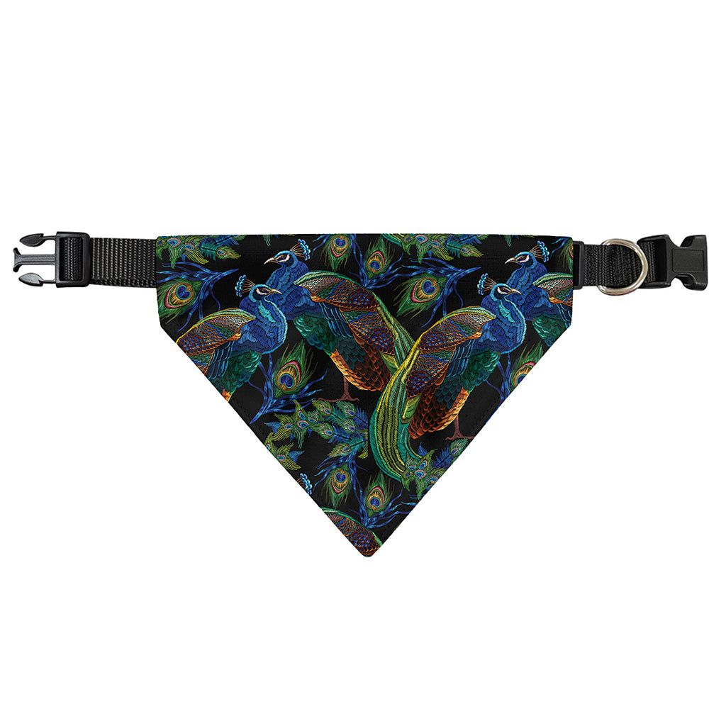 Embroidery Peacock Pattern Print Over The Collar Dog Bandana