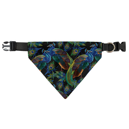 Embroidery Peacock Pattern Print Over The Collar Dog Bandana
