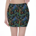 Embroidery Peacock Pattern Print Pencil Mini Skirt