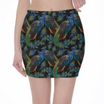 Embroidery Peacock Pattern Print Pencil Mini Skirt