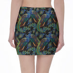 Embroidery Peacock Pattern Print Pencil Mini Skirt