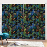 Embroidery Peacock Pattern Print Pencil Pleat Curtains