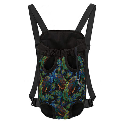 Embroidery Peacock Pattern Print Pet Carrier Backpack
