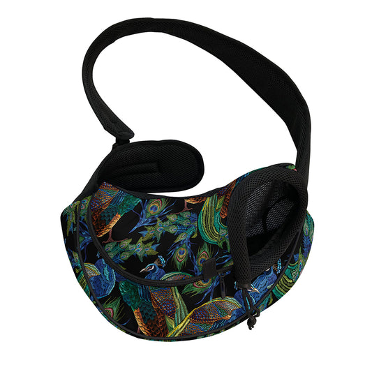 Embroidery Peacock Pattern Print Pet Sling Carrier