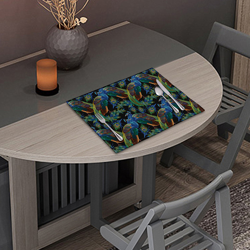 Embroidery Peacock Pattern Print Placemat