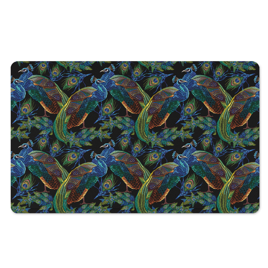 Embroidery Peacock Pattern Print Polyester Doormat