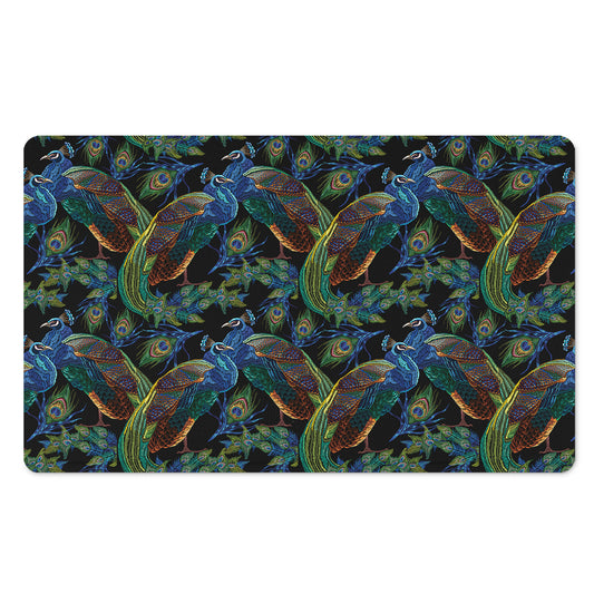 Embroidery Peacock Pattern Print Polyester Doormat