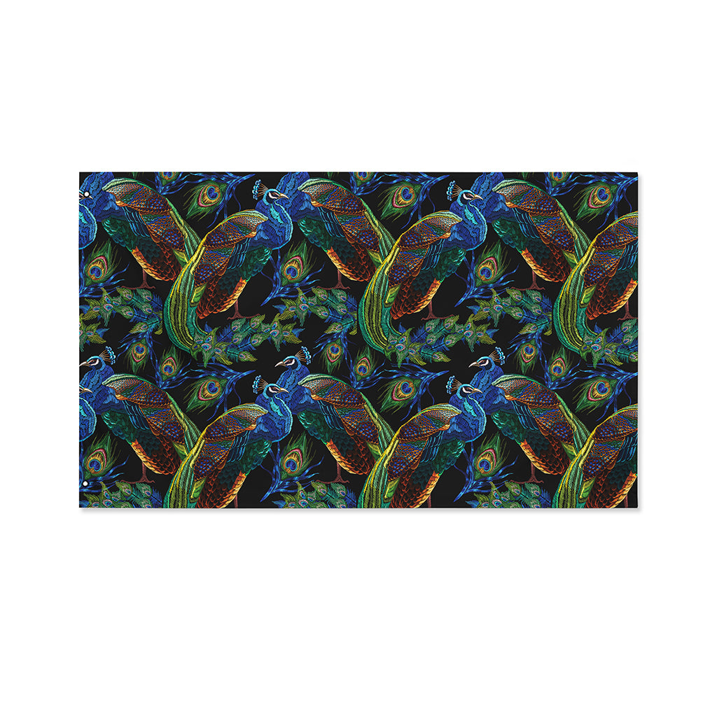 Embroidery Peacock Pattern Print Polyester Flag