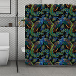 Embroidery Peacock Pattern Print Polyester Shower Curtain