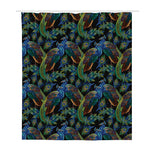 Embroidery Peacock Pattern Print Polyester Shower Curtain