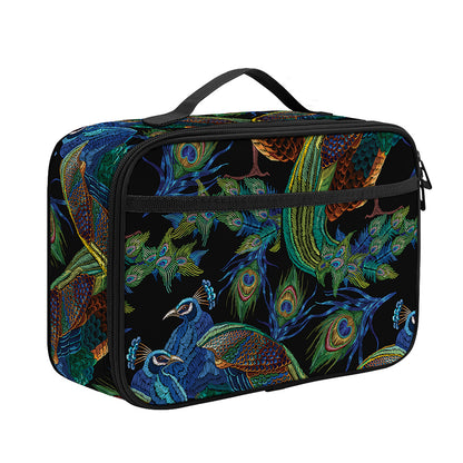 Embroidery Peacock Pattern Print Portable Lunch Bag