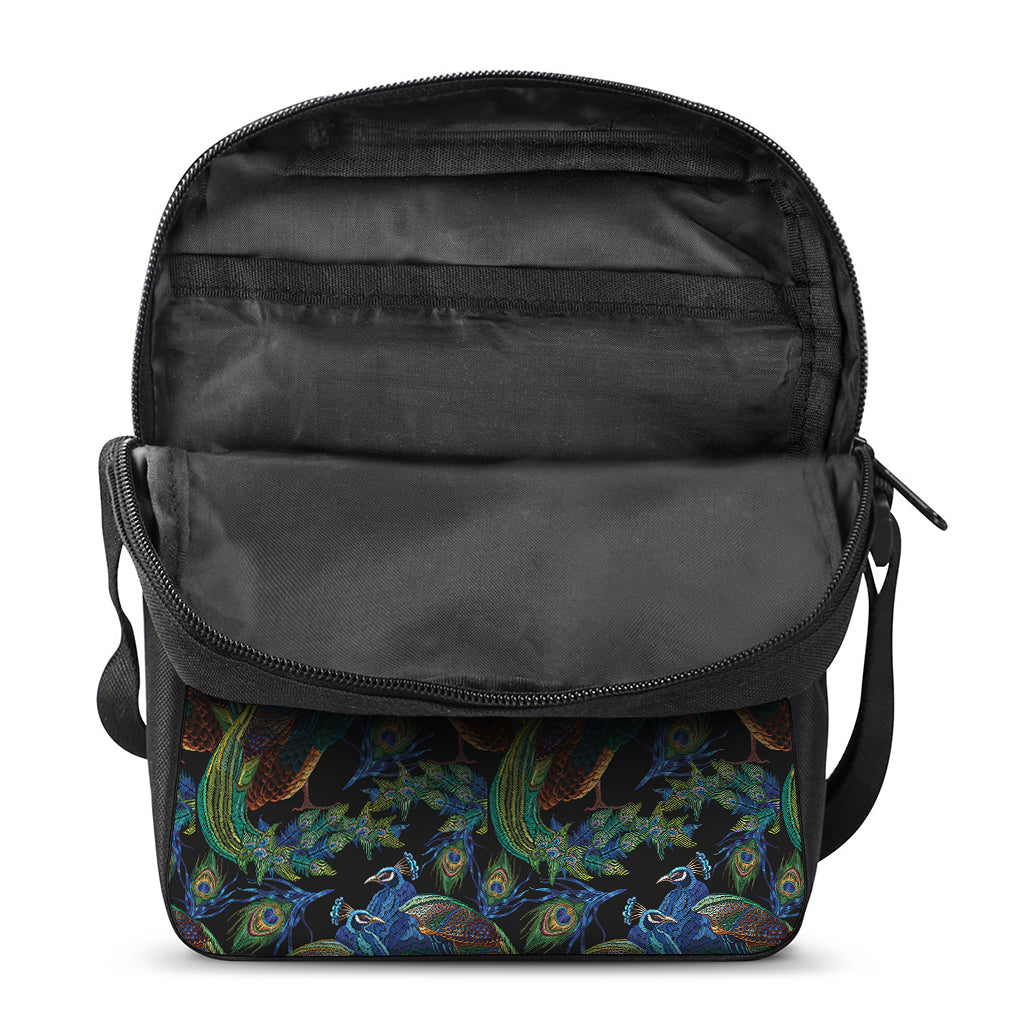 Embroidery Peacock Pattern Print Rectangular Crossbody Bag