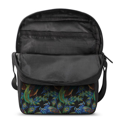 Embroidery Peacock Pattern Print Rectangular Crossbody Bag