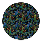 Embroidery Peacock Pattern Print Round Floor Mat