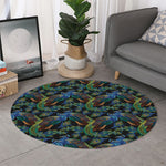 Embroidery Peacock Pattern Print Round Rug