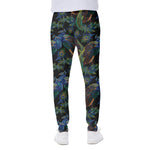 Embroidery Peacock Pattern Print Scuba Joggers