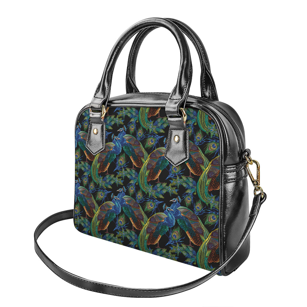 Embroidery Peacock Pattern Print Shoulder Handbag
