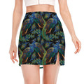 Embroidery Peacock Pattern Print Side Slit Mini Skirt