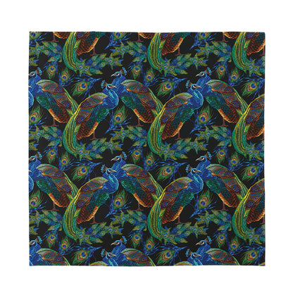 Embroidery Peacock Pattern Print Silk Bandana