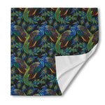 Embroidery Peacock Pattern Print Silk Bandana