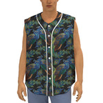 Embroidery Peacock Pattern Print Sleeveless Baseball Jersey