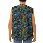 Embroidery Peacock Pattern Print Sleeveless Baseball Jersey