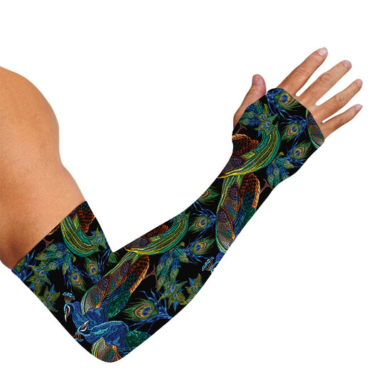 Embroidery Peacock Pattern Print Sun Protection Arm Sleeves