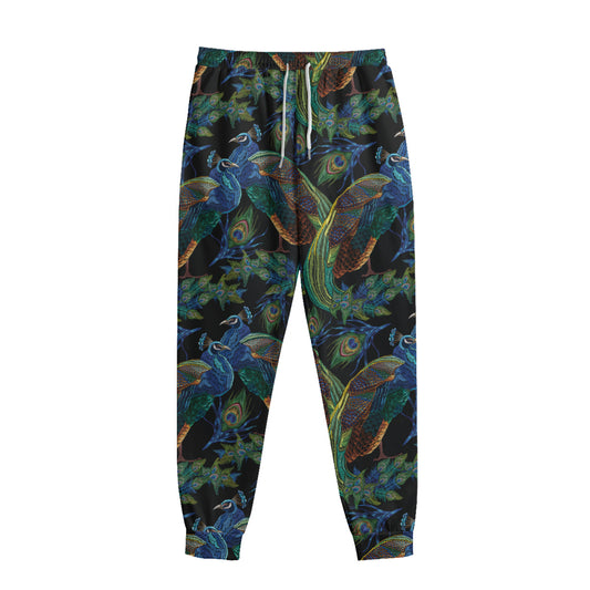 Embroidery Peacock Pattern Print Sweatpants