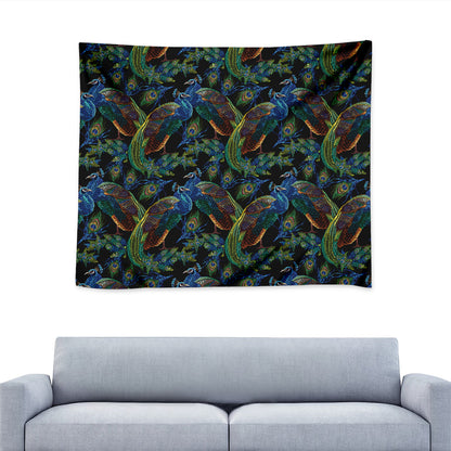 Embroidery Peacock Pattern Print Tapestry
