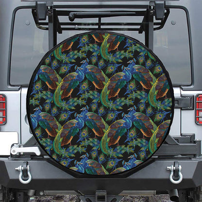 Embroidery Peacock Pattern Print Tire Cover