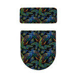 Embroidery Peacock Pattern Print Toilet Lid And Tank Cover Set
