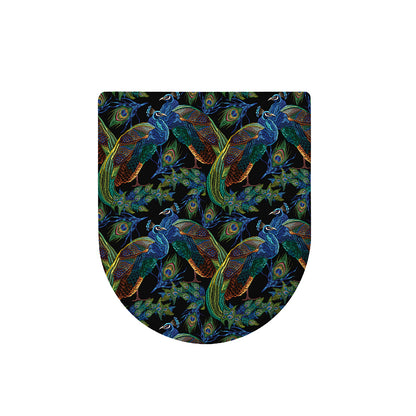 Embroidery Peacock Pattern Print Toilet Lid Cover
