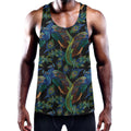 Embroidery Peacock Pattern Print Men's Workout Tank Top