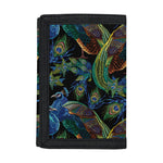 Embroidery Peacock Pattern Print Trifold Wallet