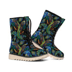 Embroidery Peacock Pattern Print Winter Boots