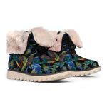 Embroidery Peacock Pattern Print Winter Boots
