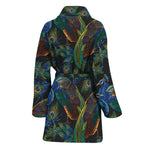 Embroidery Peacock Pattern Print Women's Bathrobe