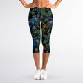 Embroidery Peacock Pattern Print Women's Capri Leggings
